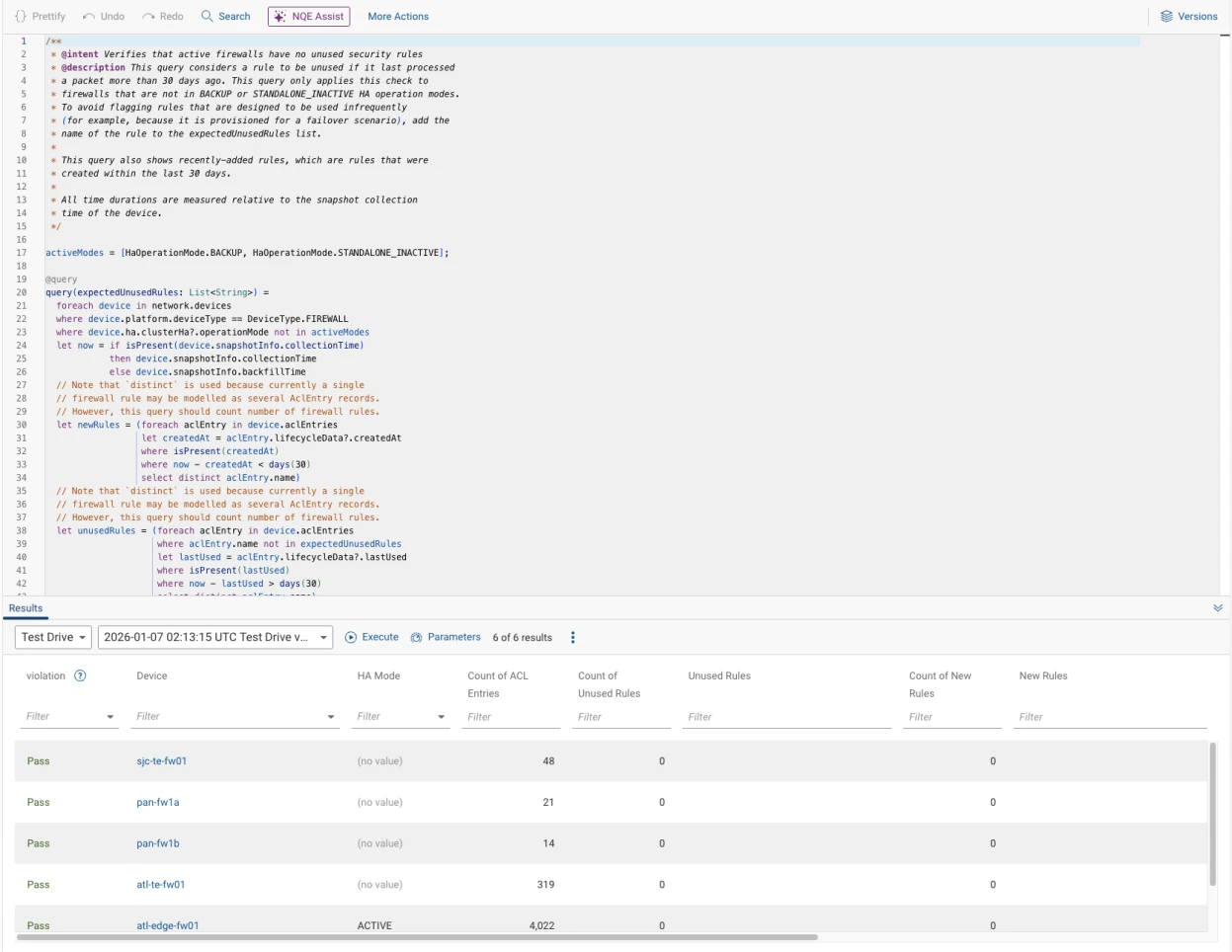 Firewalls with Unused Security Rules