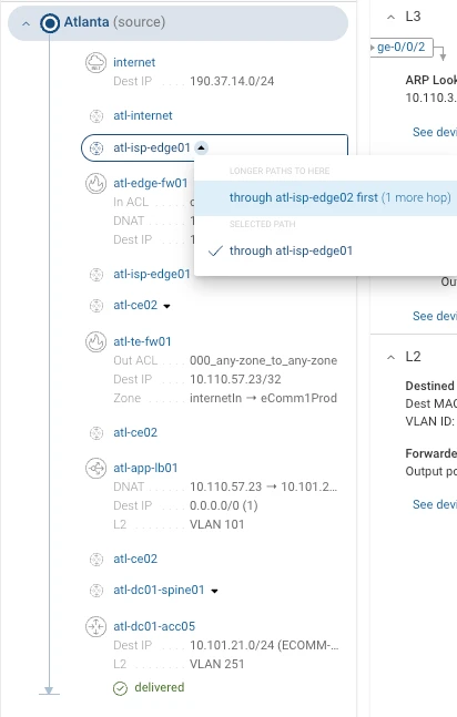 Path Search ACL and NAT inspection