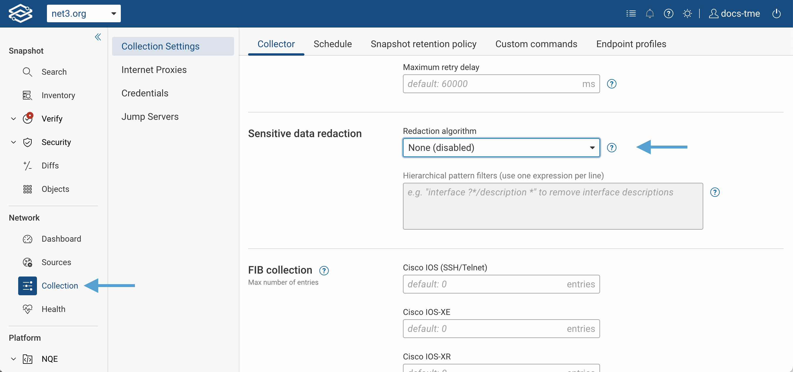 Advanced Settings -> Sensitive Data redaction