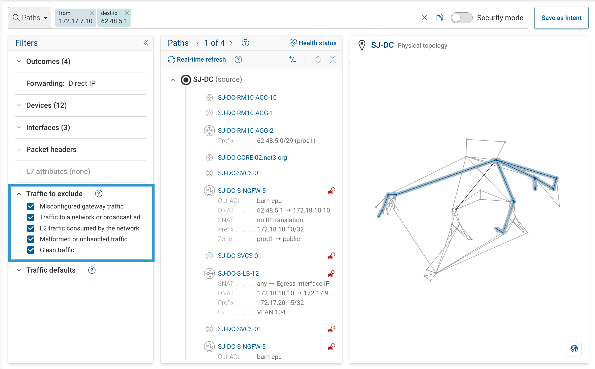 Organization-level traffic exclusions in Settings → Organization Preferences
