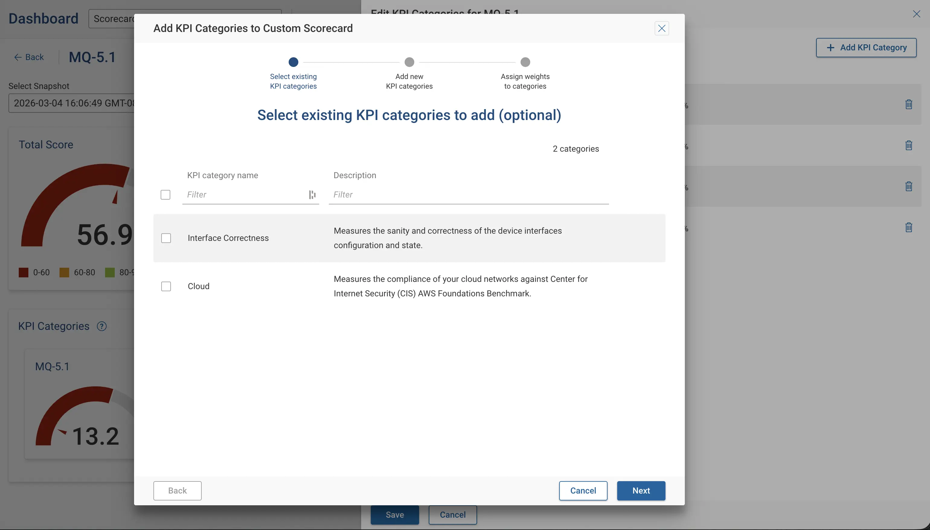 Adding Existing KPI Categories