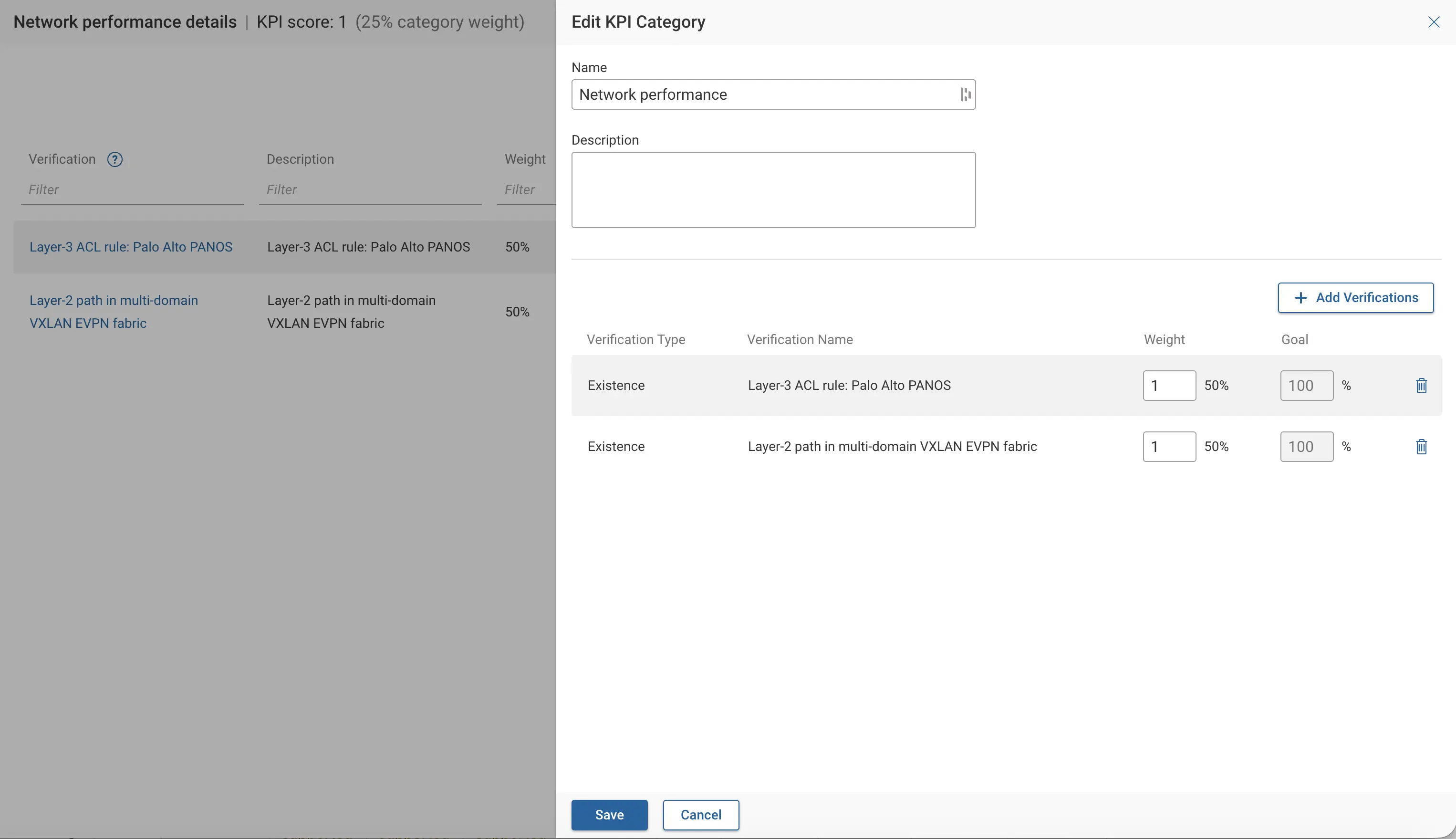Editing a KPI Category