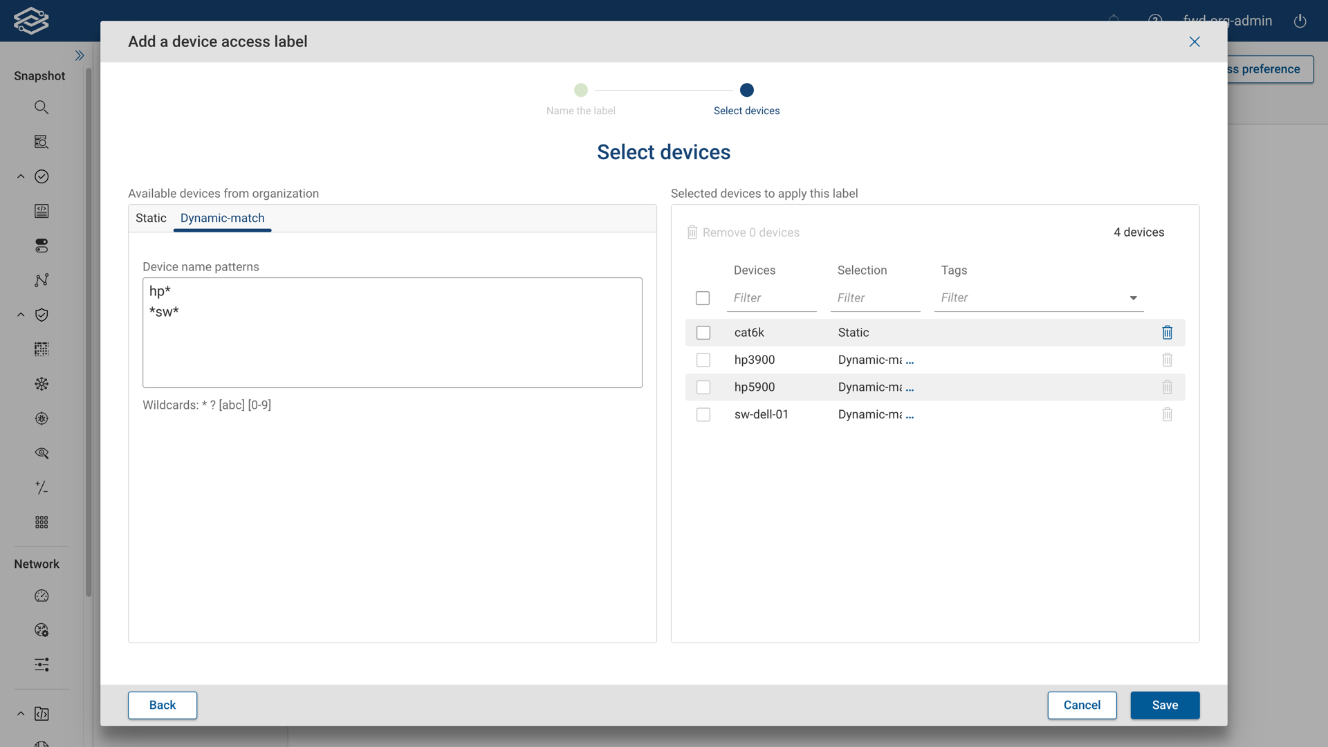 Selecting dynamic devices