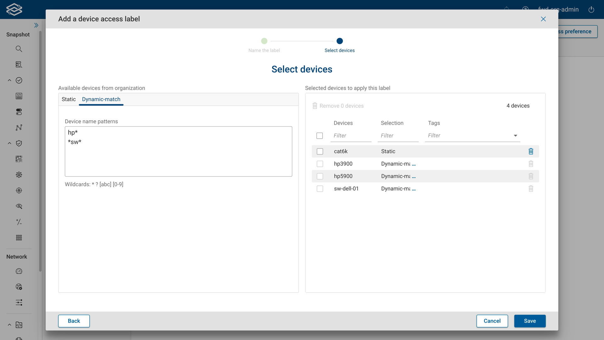 Selecting dynamic devices