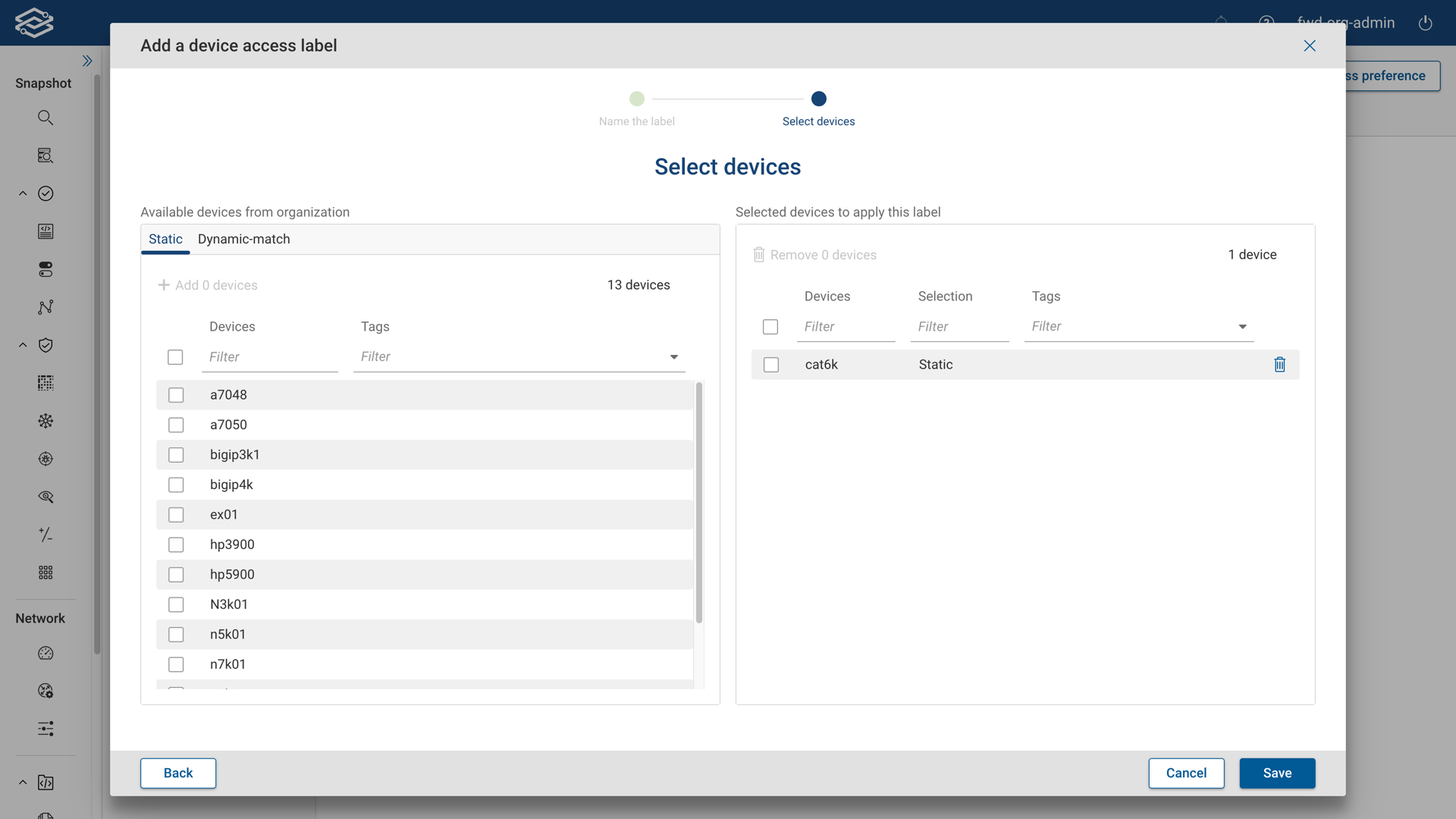 Selecting static devices