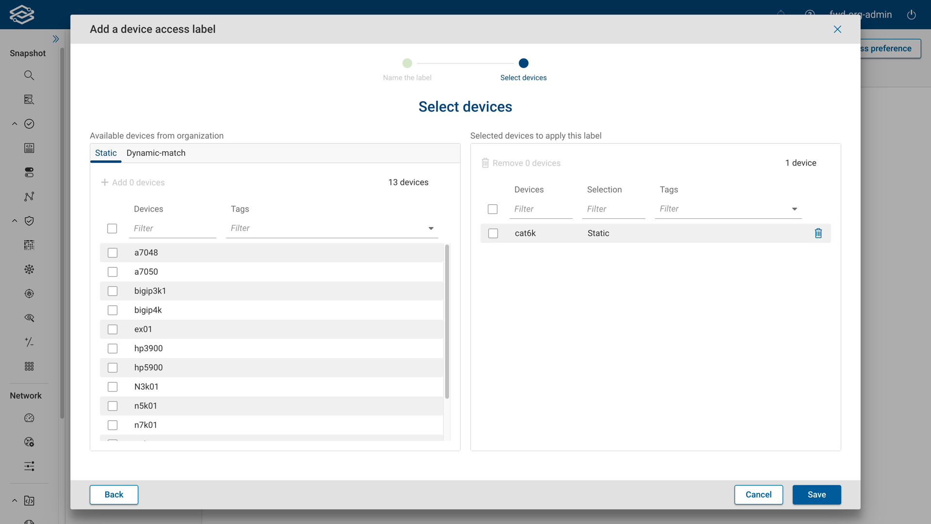 Selecting static devices