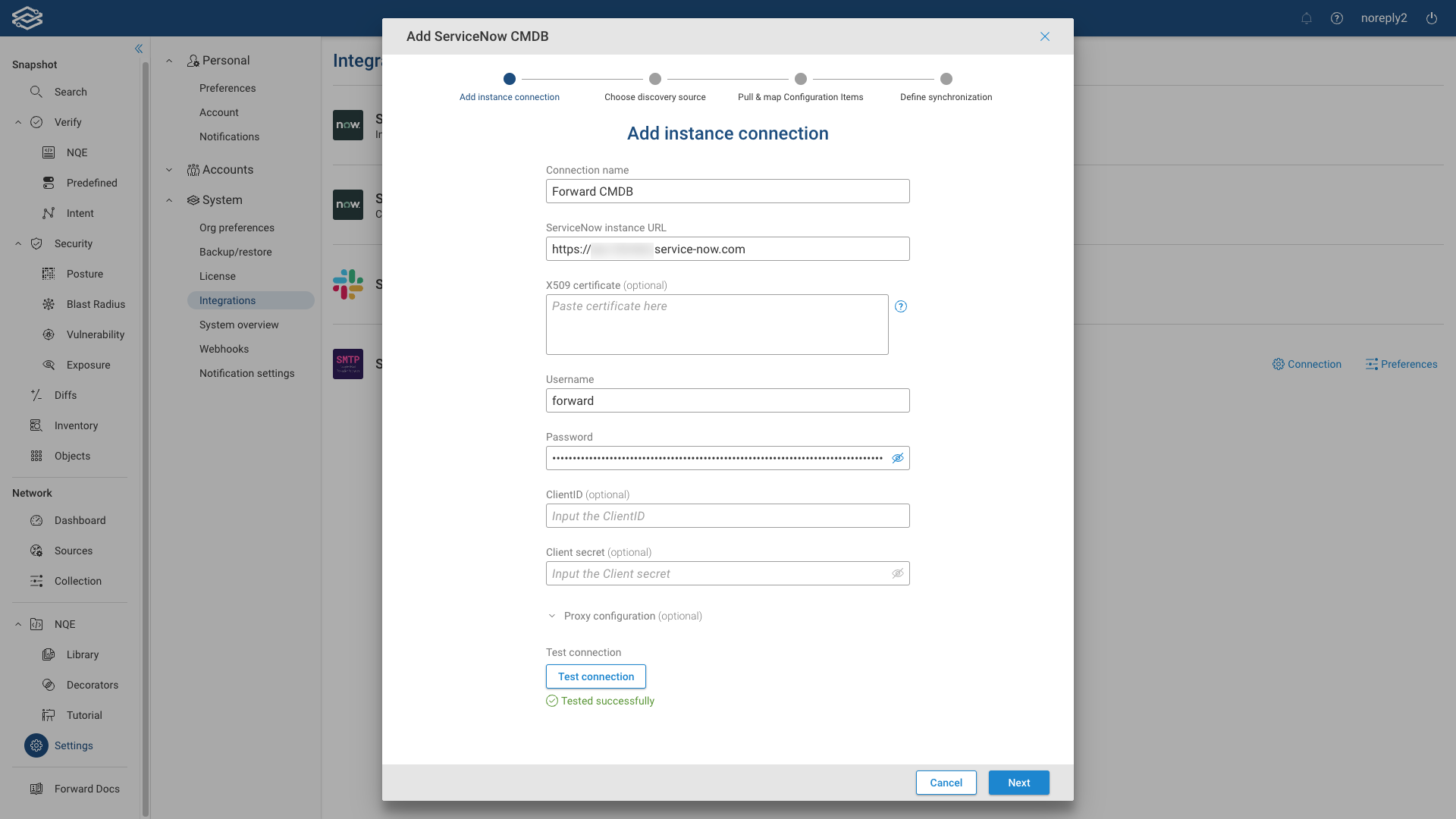 Add ServiceNow CMDB Connection