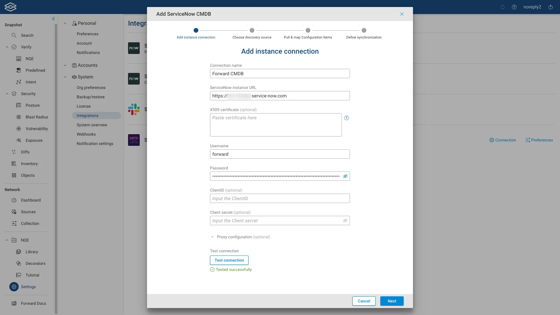 Add ServiceNow CMDB Connection