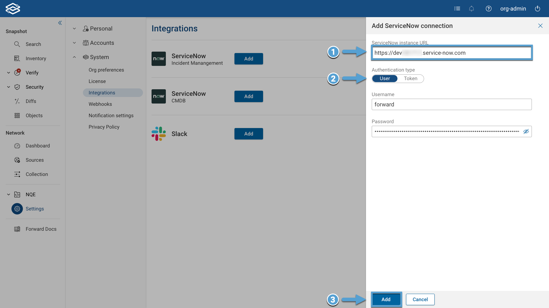 Configure ServiceNow connection