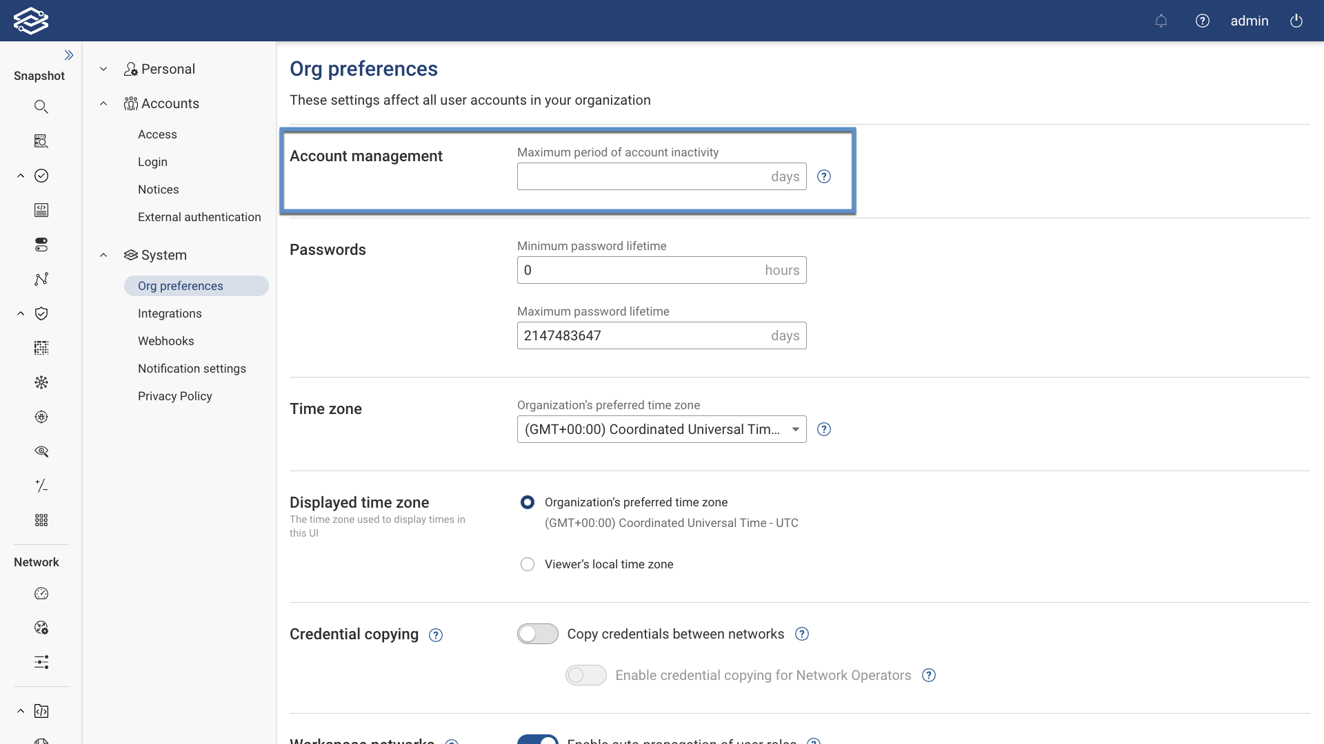Setting Max Inactive Days