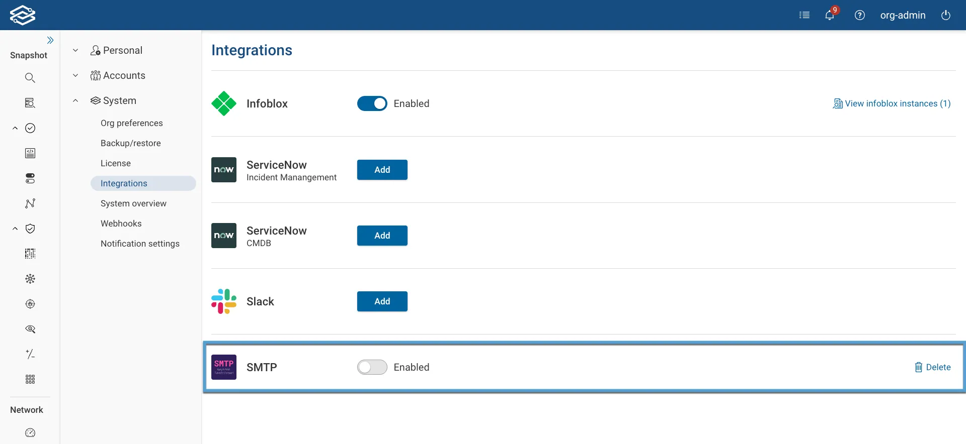 Enable/Disable SMTP Connection