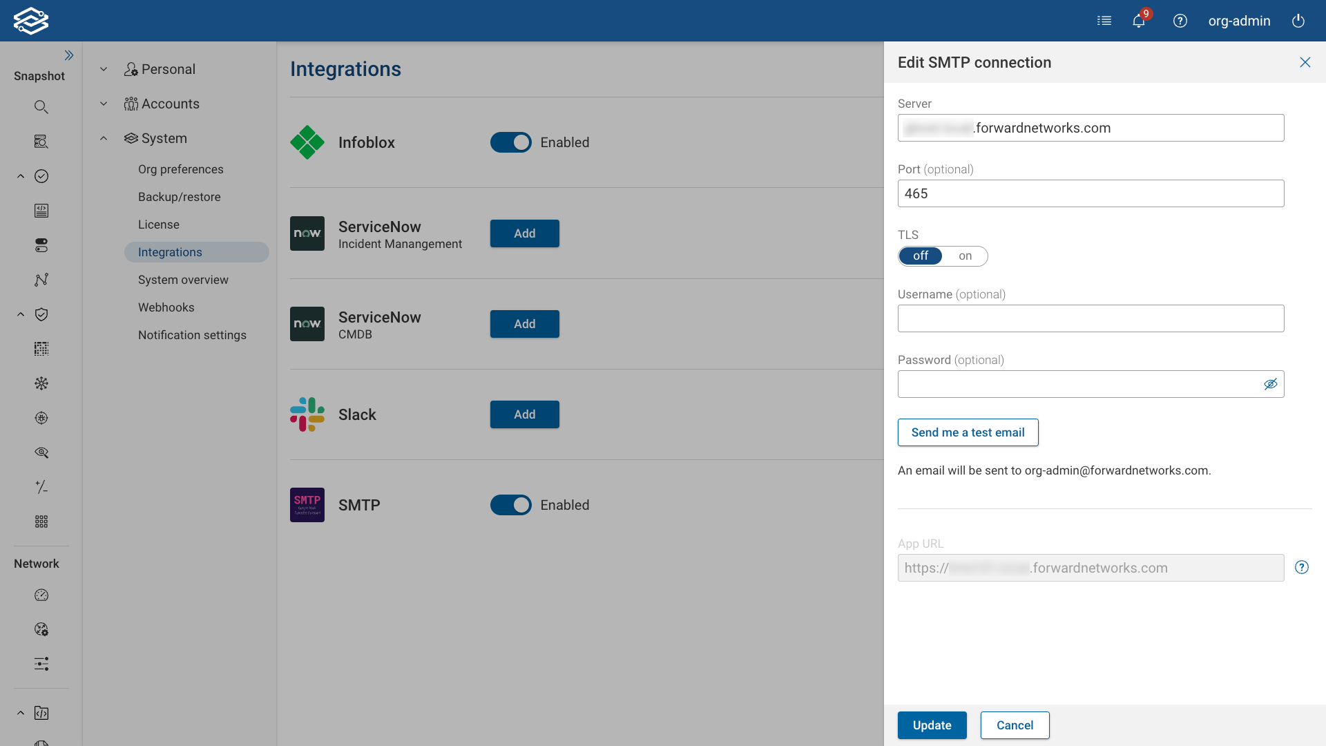 Edit SMTP Connection