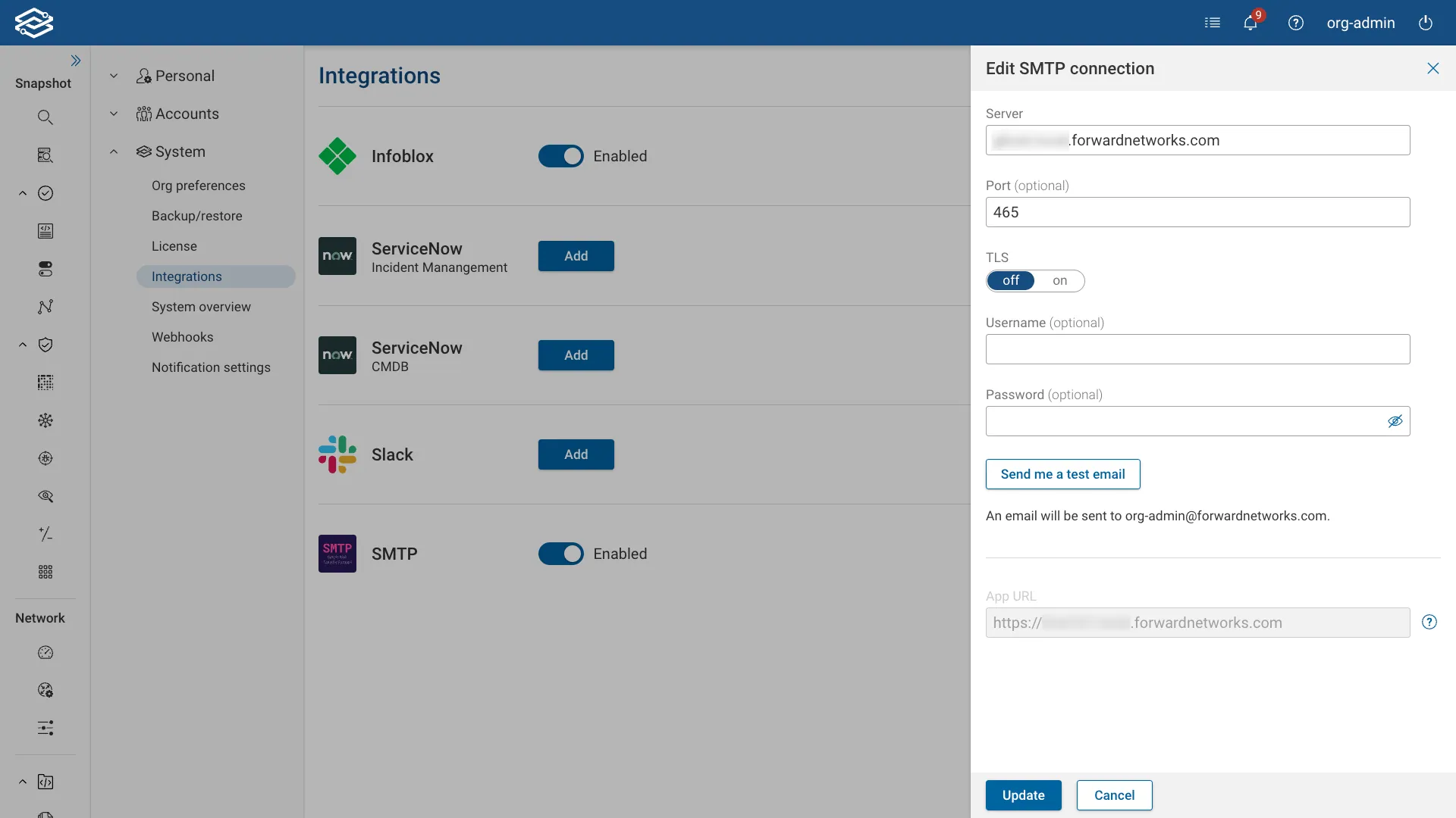 Edit SMTP Connection