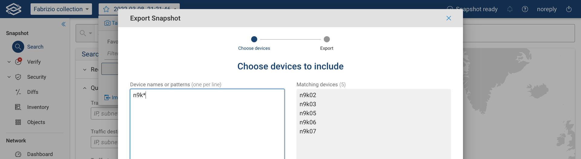 Snapshot Advanced Export Include
