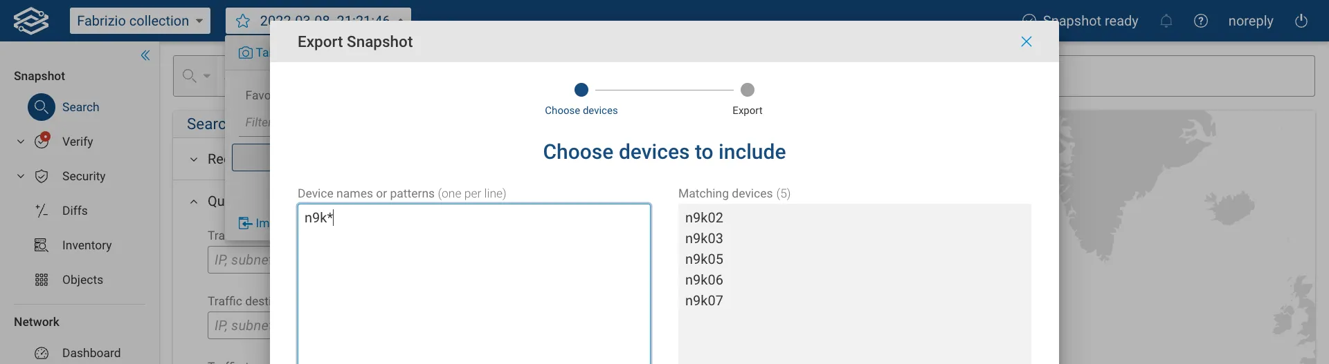 Snapshot Advanced Export Include