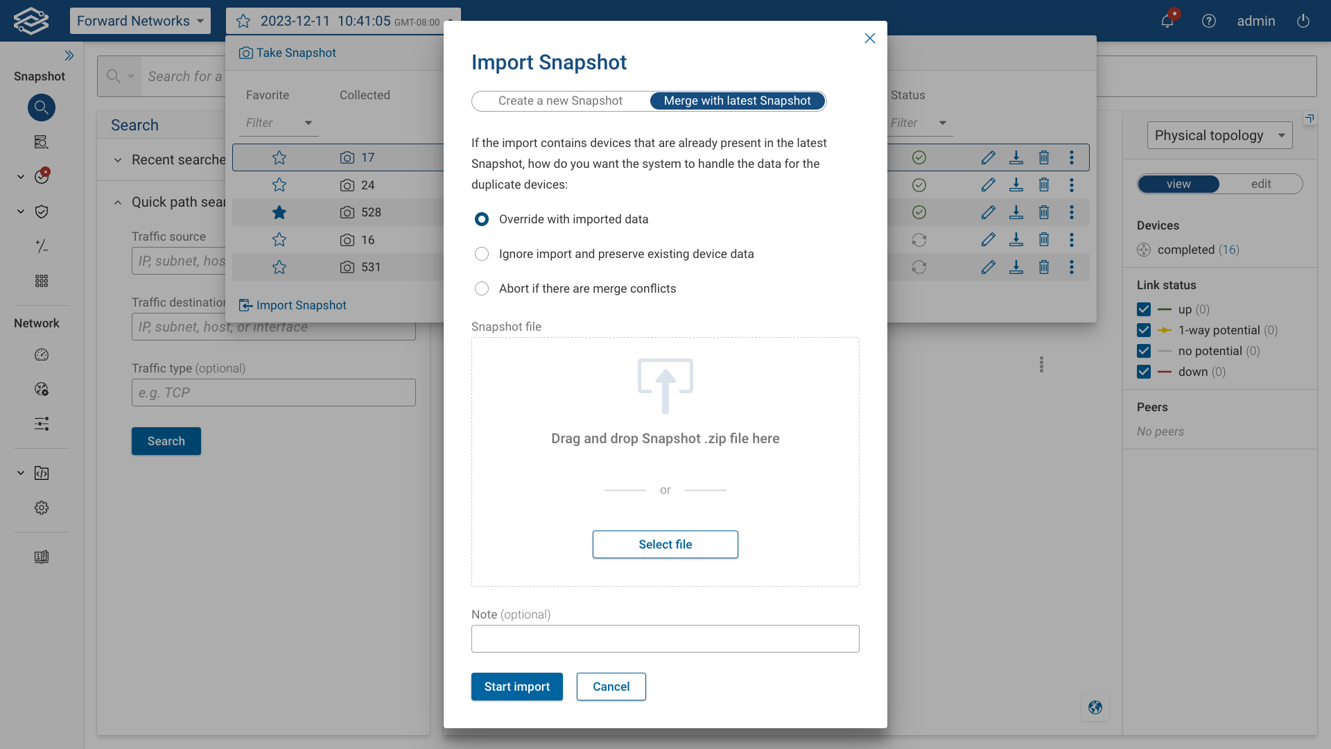 Snapshot Import Files