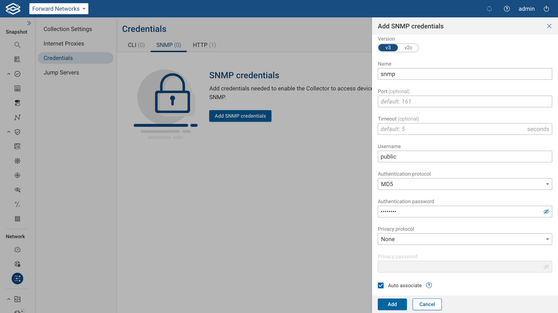 Add SNMP Credentials