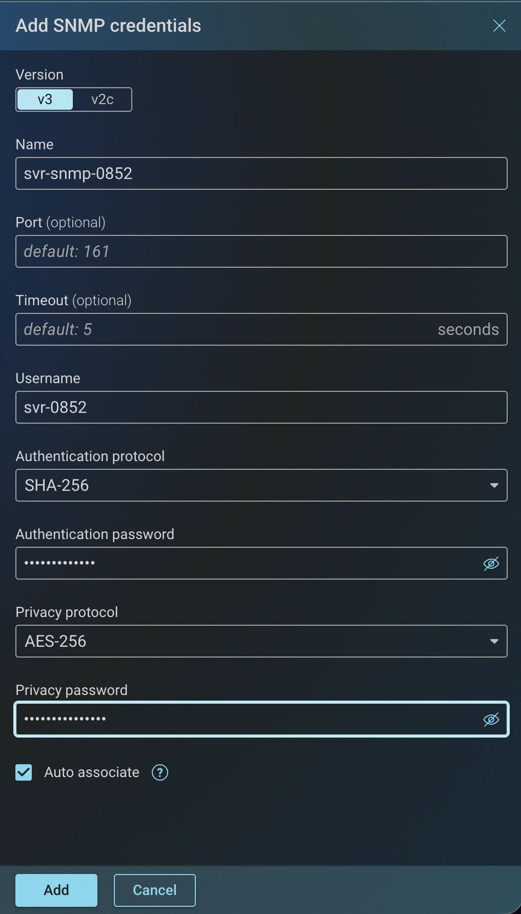 Add SNMP Credentials