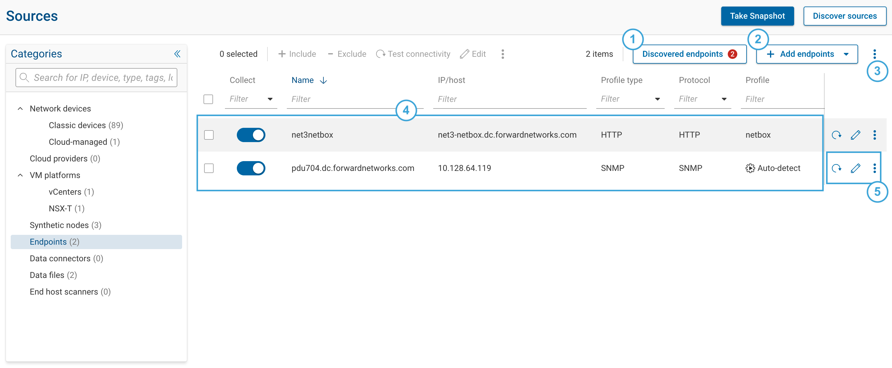 Overview of the Endpoints page