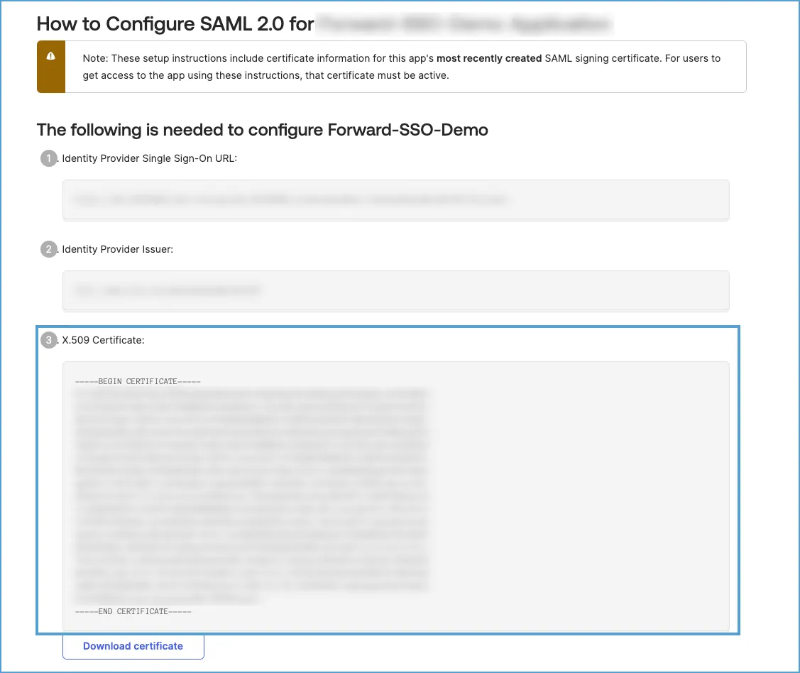 Okta Copy X-509 Certificate