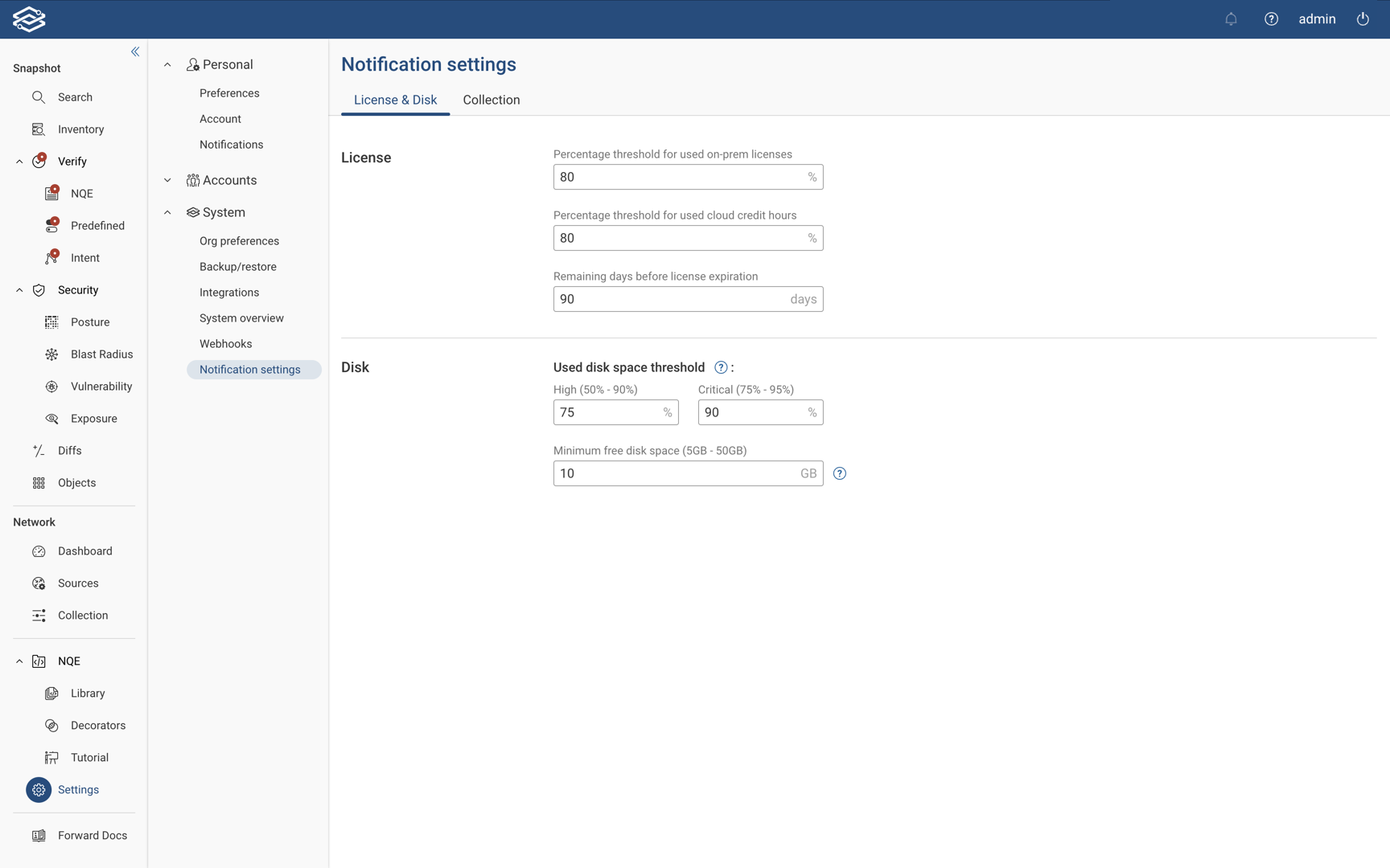 License and Disk Tab