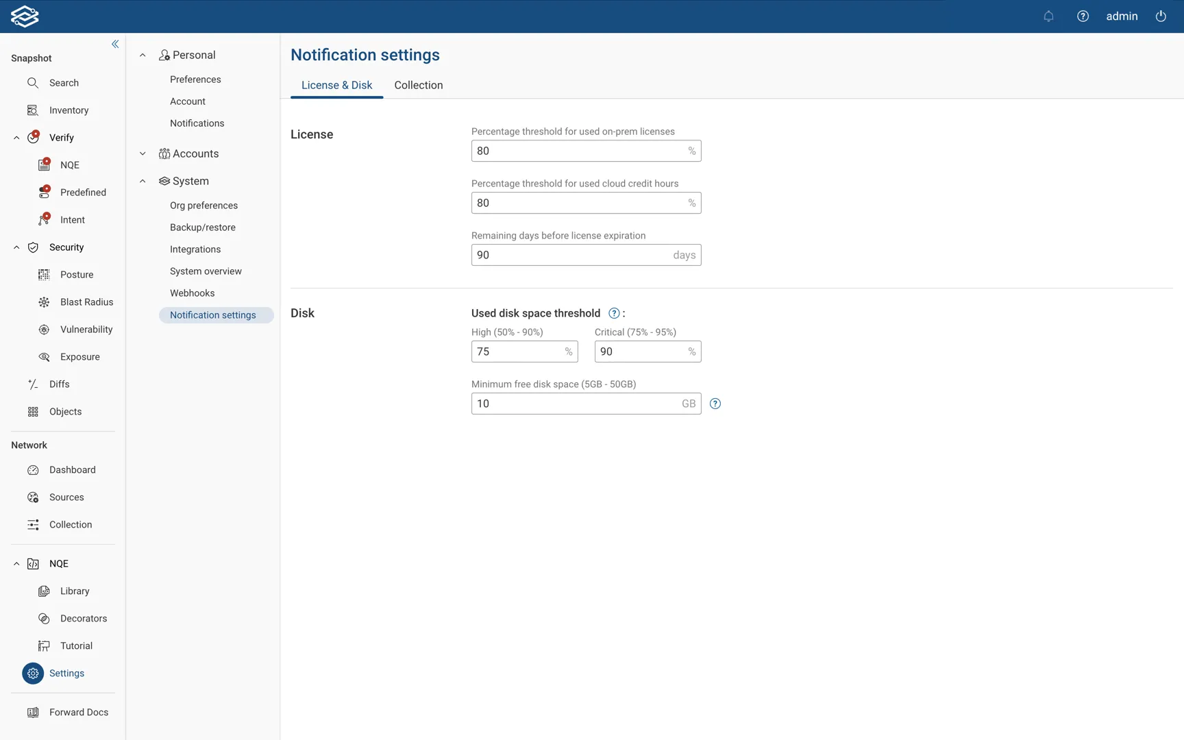 License and Disk Tab