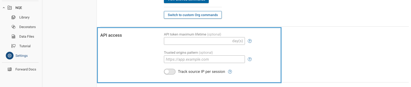 System Settings API Access