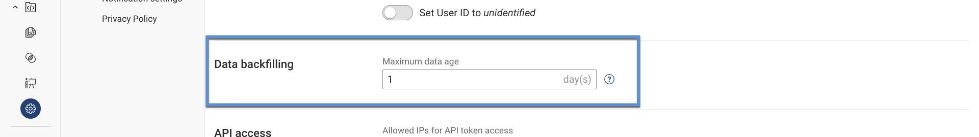 System Settings Data Backfilling
