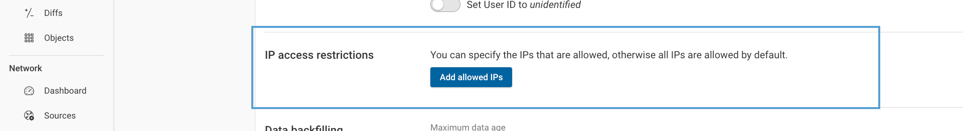 IP Access Restrictions Settings