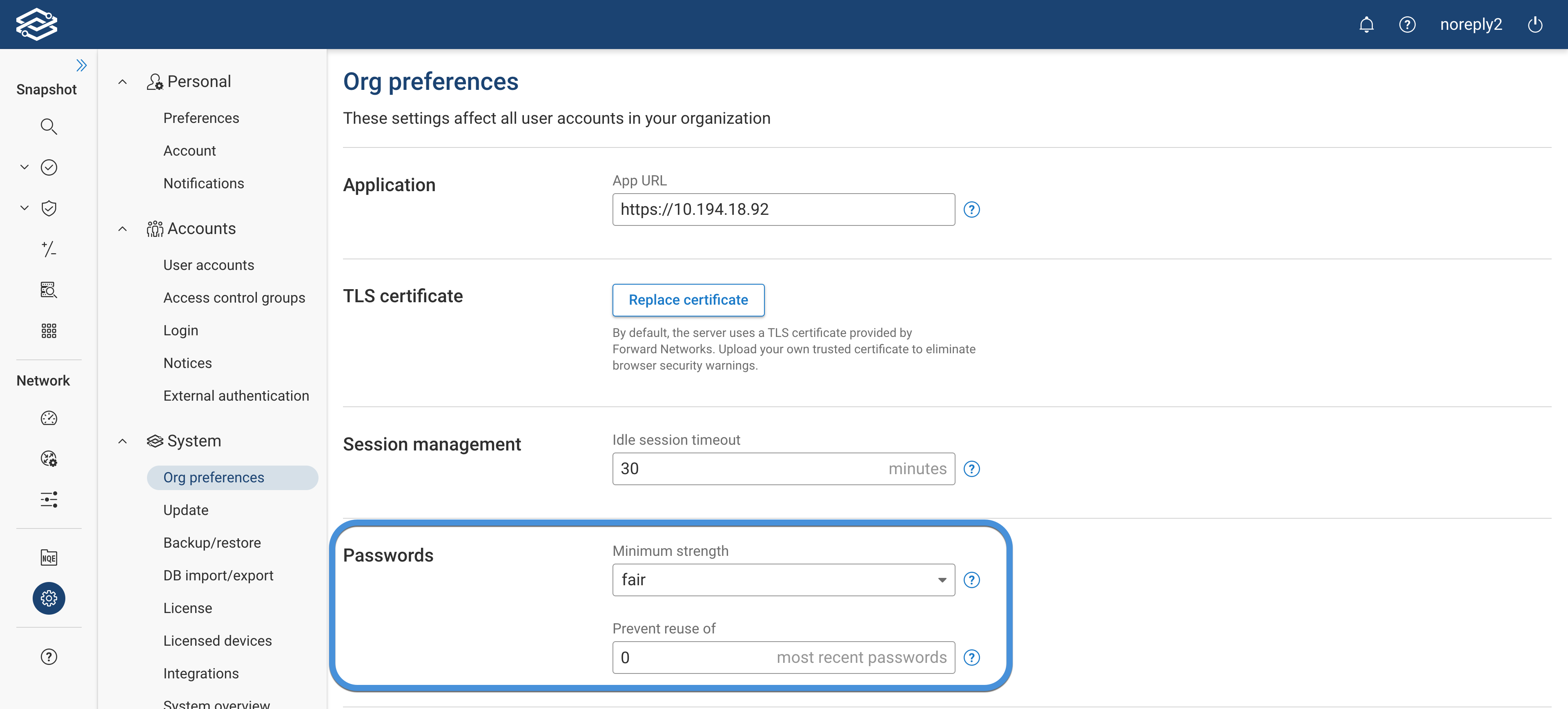 System Settings Passwords