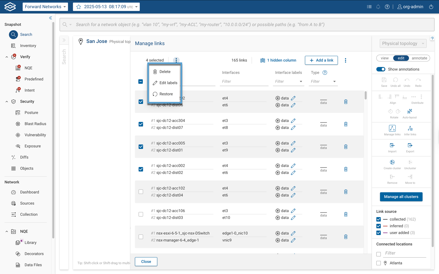 Topology view - Bulk Actions