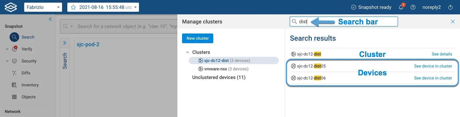 Search Devices or Clusters