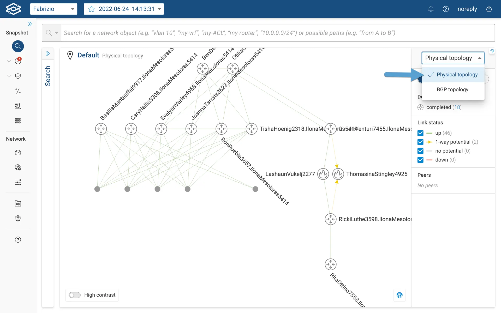 Default topology view
