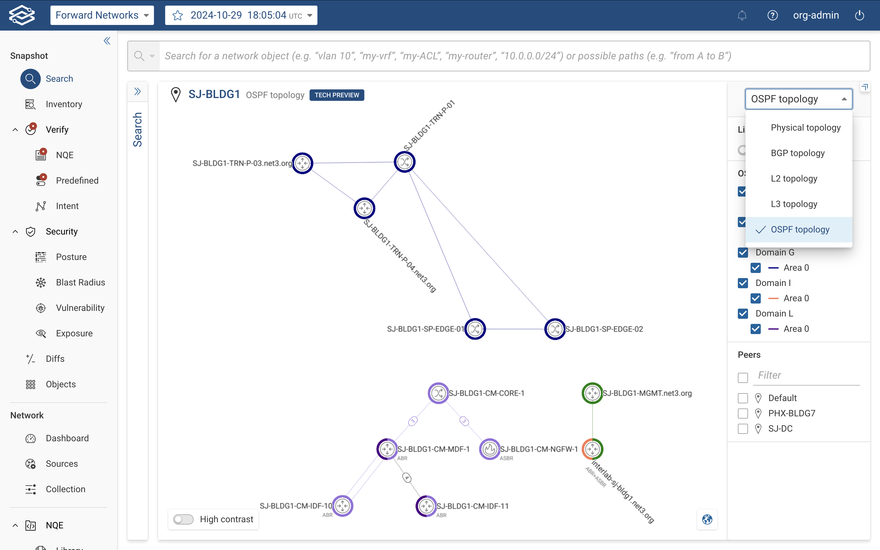 Navigating to the OSPF topology