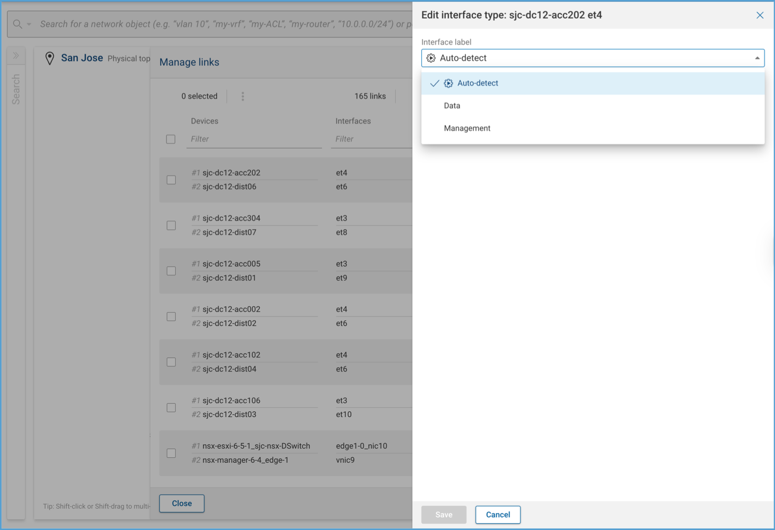 Topology view - Management Interface Override