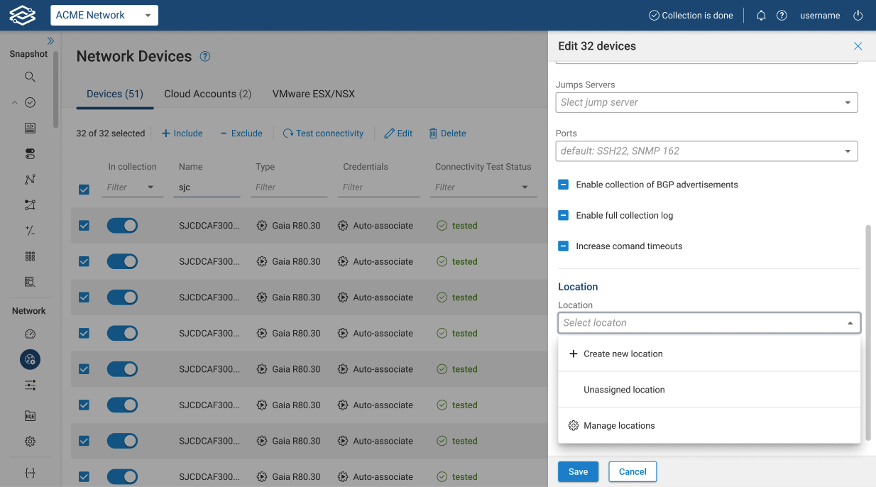 Topology Map Location options