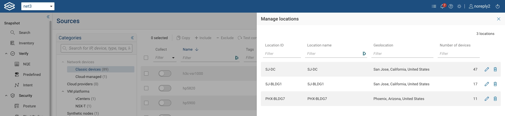 Topology Map manage locations