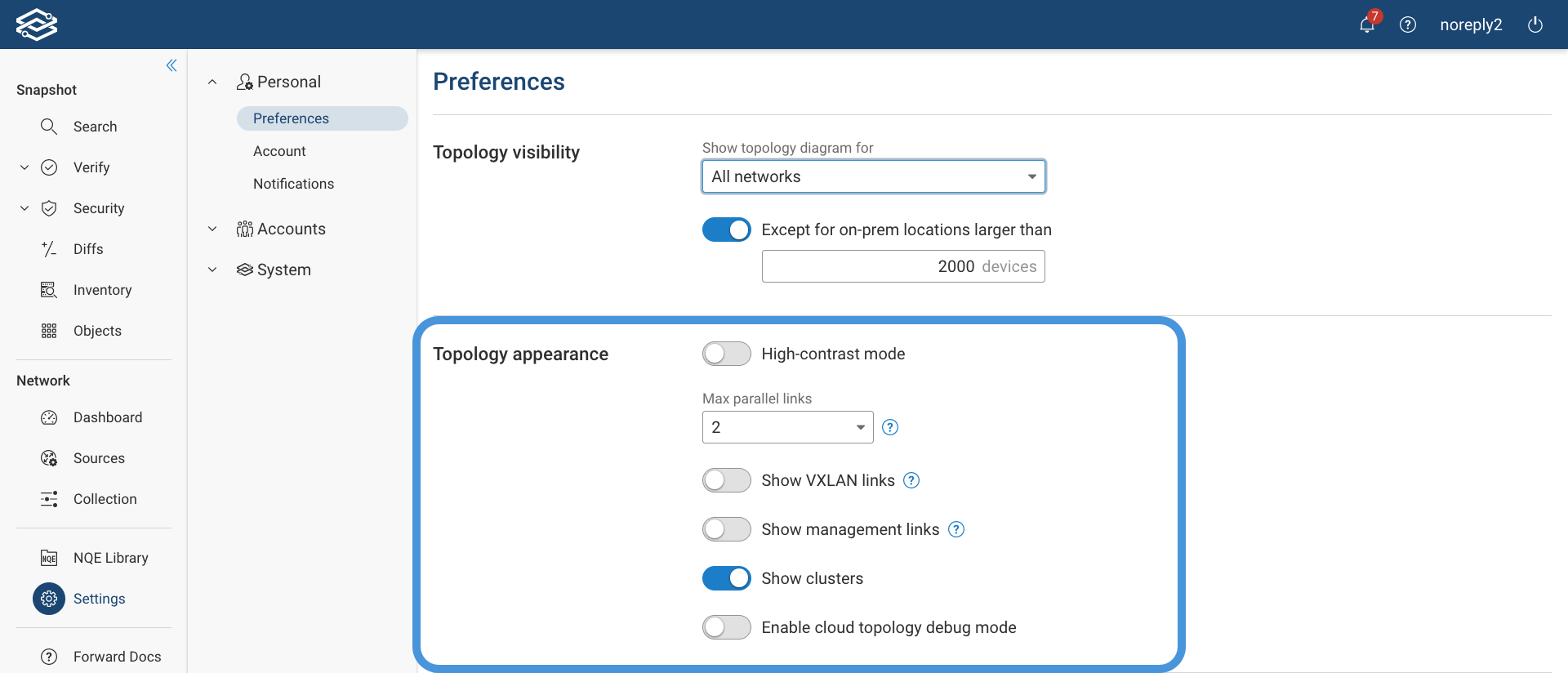 Topology Appearance Settings