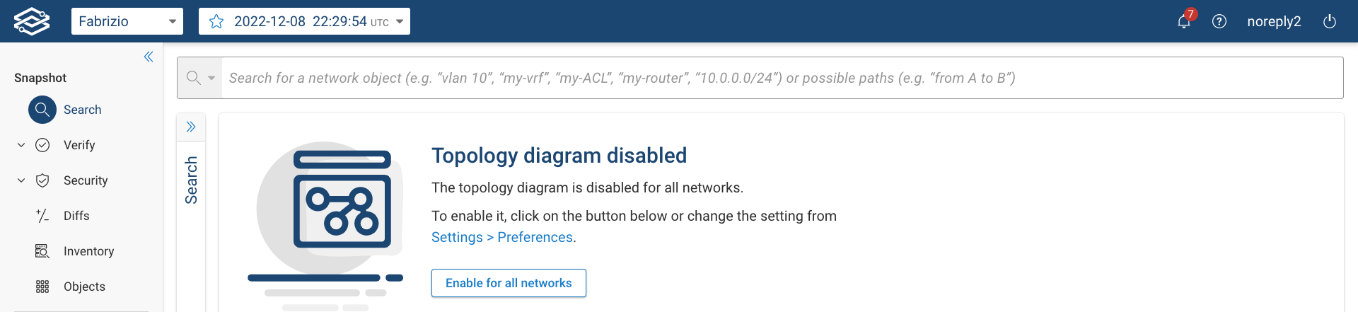 Topology Visibility Disabled