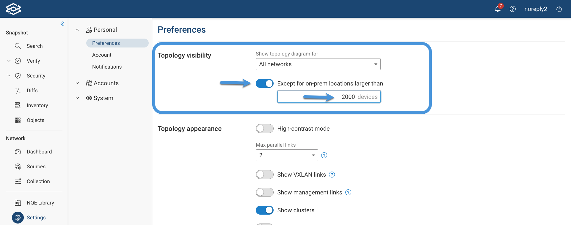 Topology Visibility Exception