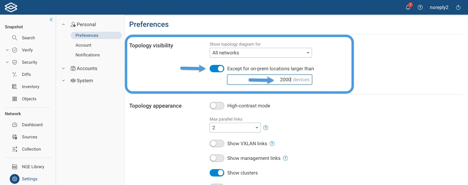 Topology Visibility Exception
