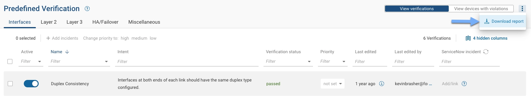 Predefined Check Results Export