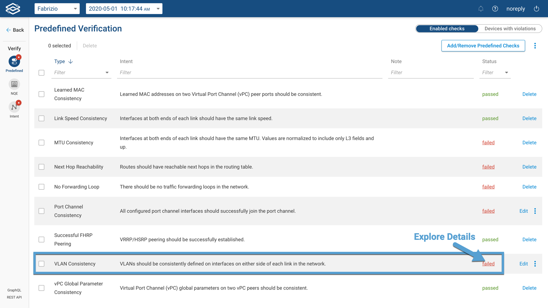 Predefined Check Results