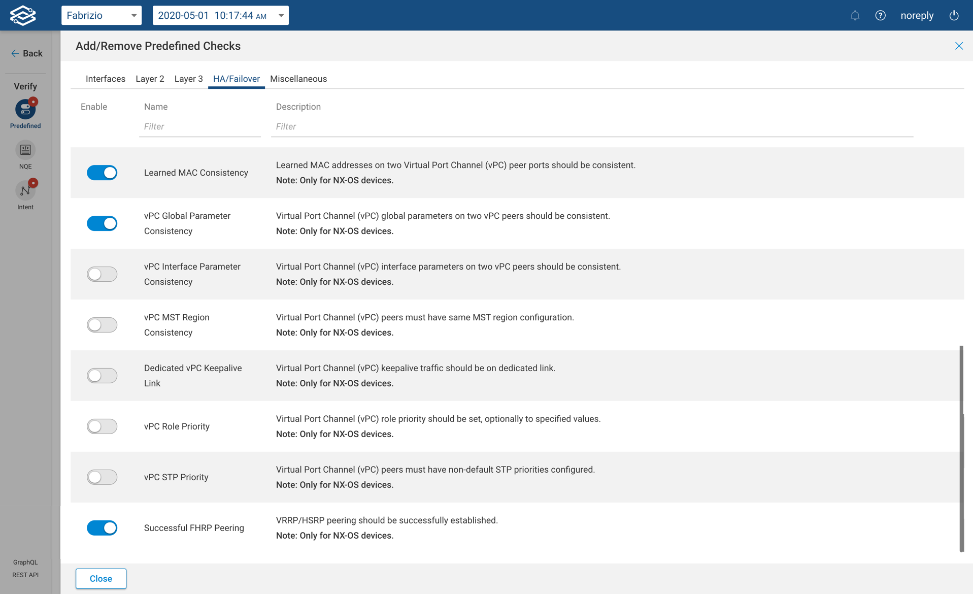 HA Predefined Checks