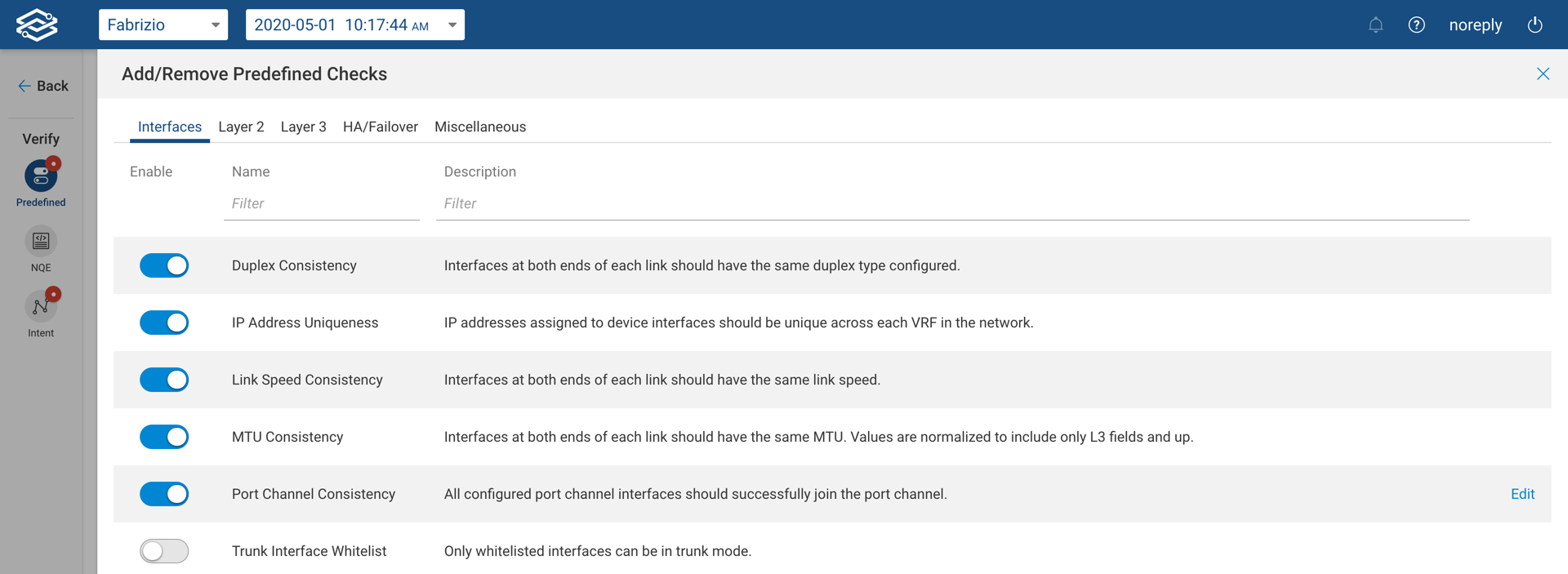 Interfaces Predefined Checks