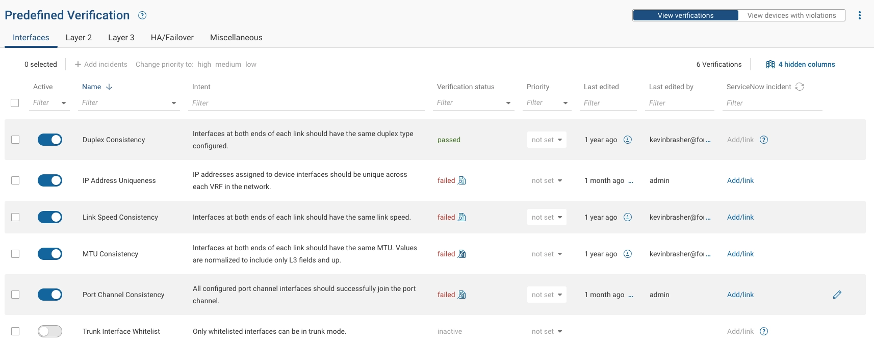 Interfaces Predefined Checks