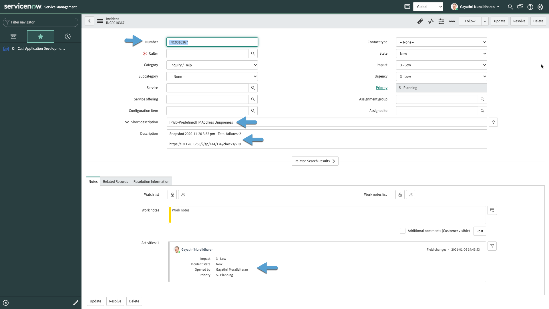 Incident in ServiceNow