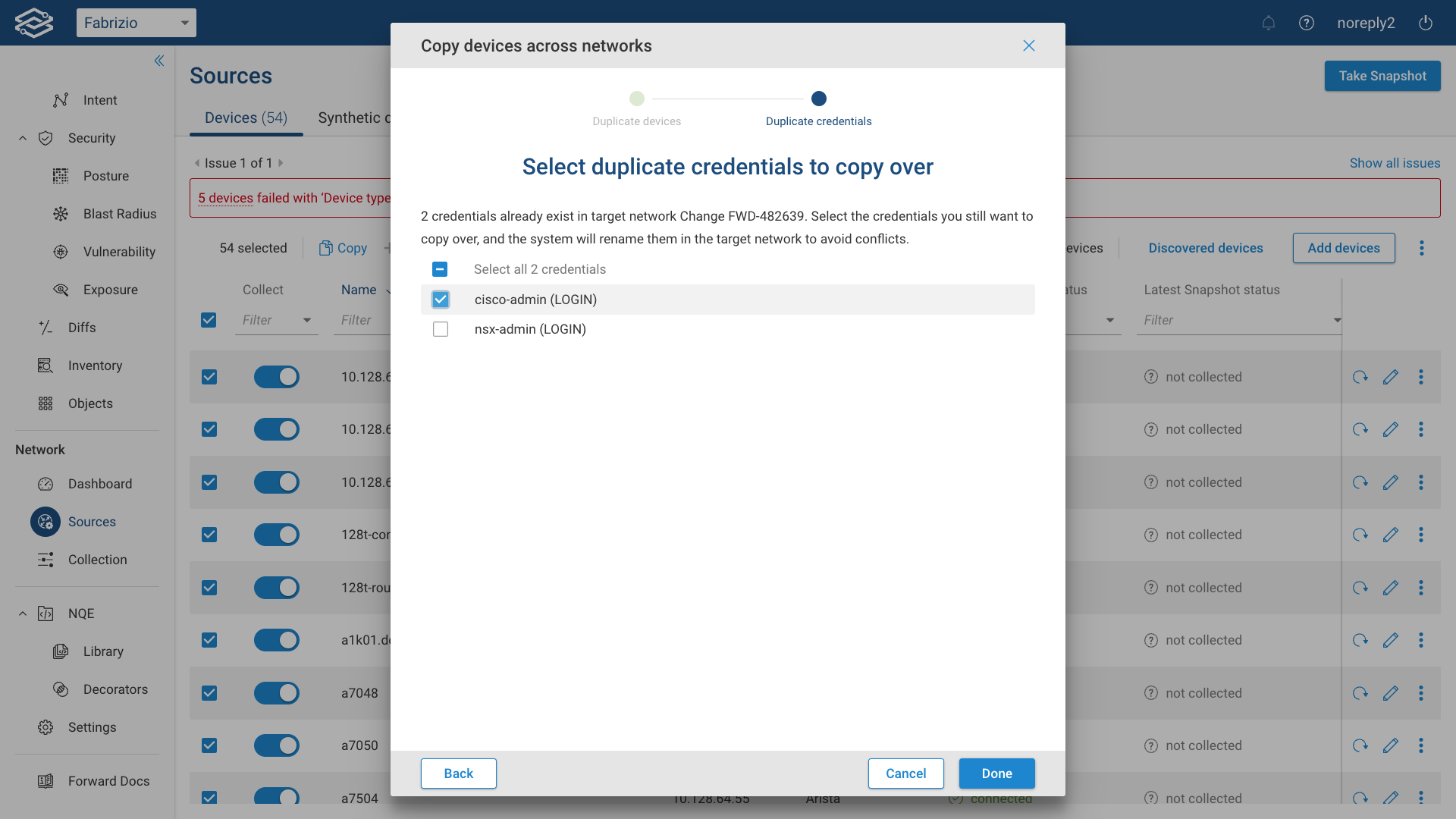 Workspace Copy Devices Duplicate Credentials