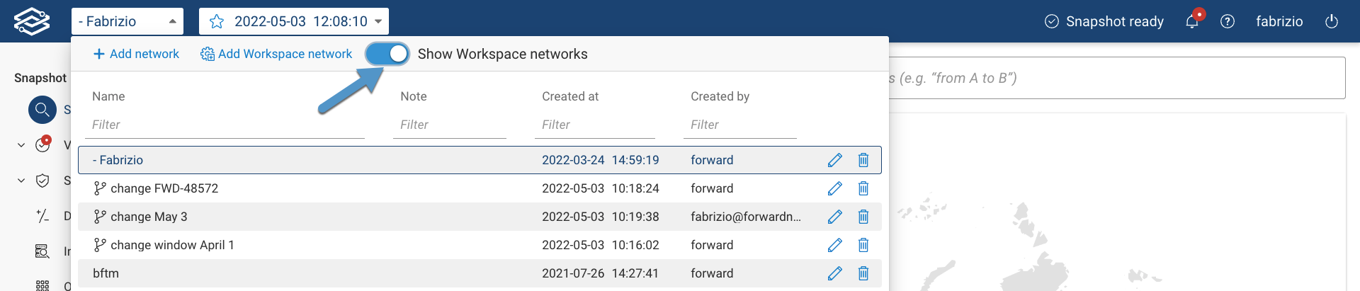 Show Workspace Network