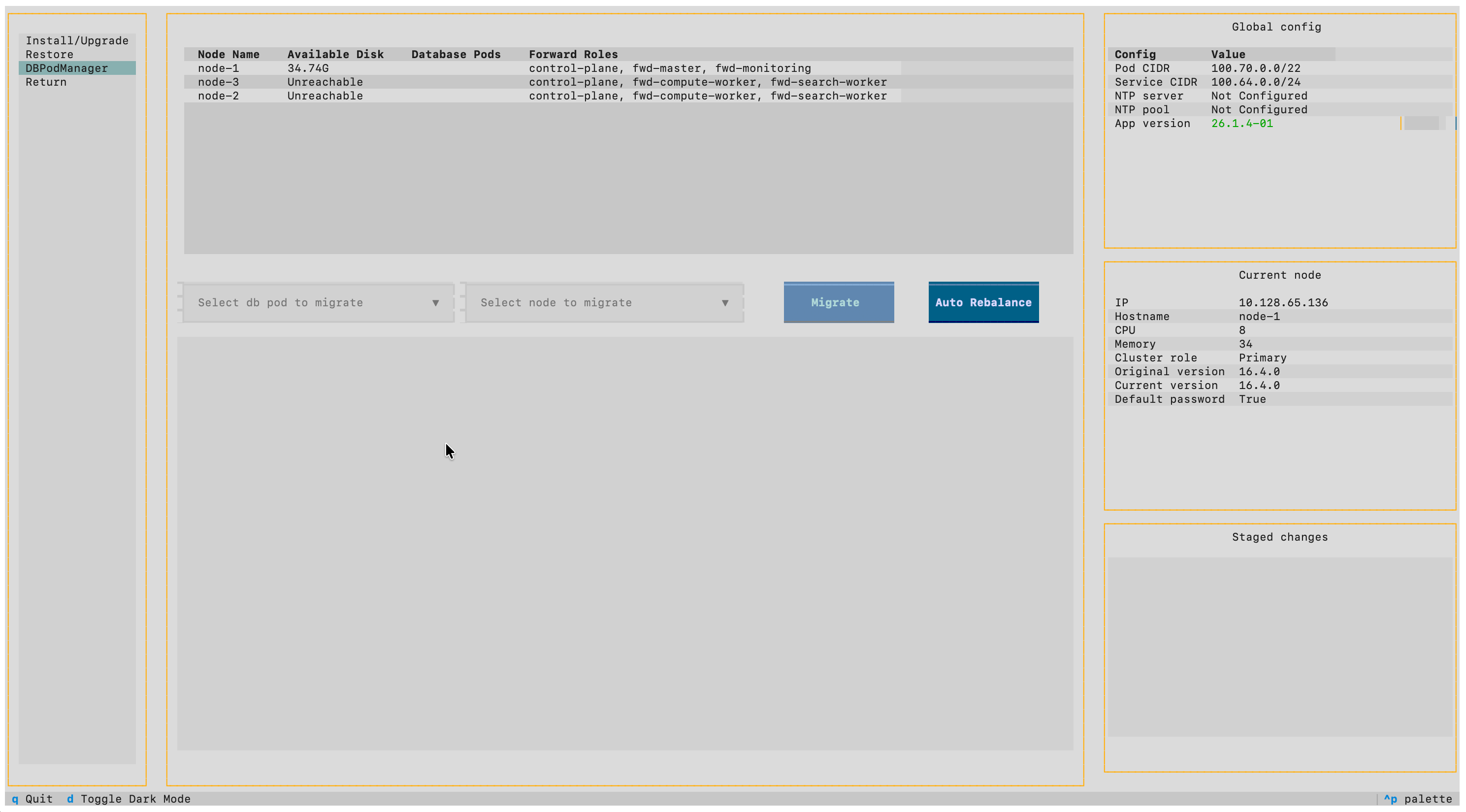TUI Database Rebalancing